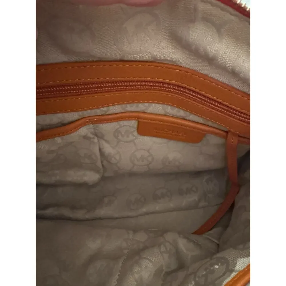 Michael Kors Grayson Medium Satchel In Orange Pebbled Leather